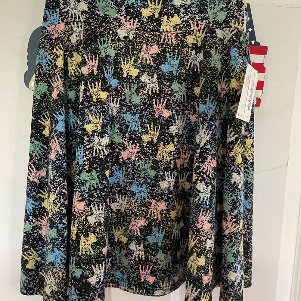 LuLaRoe Kids Skirt - Multicolor Handprint Design